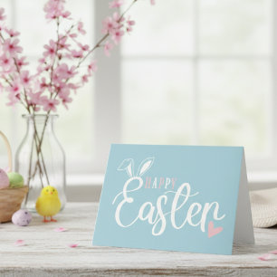 Simple Pastel Pink & Blue Cute Happy Easter Holiday Card