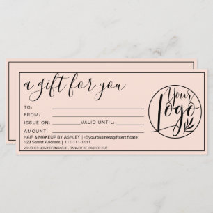 Simple pastel pink border gift certificate logo