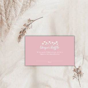 Simple Pastel Pink Daisy Baby Shower Diaper Raffle Enclosure Card