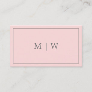 Simple Pastel Pink Grey Two Initial Monogram Logo Business Card