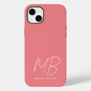 Simple Pastel Pink Minimalist Two Monogram Name Case-Mate iPhone 14 Plus Case