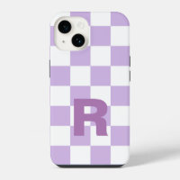 Simple Pastel Purple Lilac Chequered Monogram