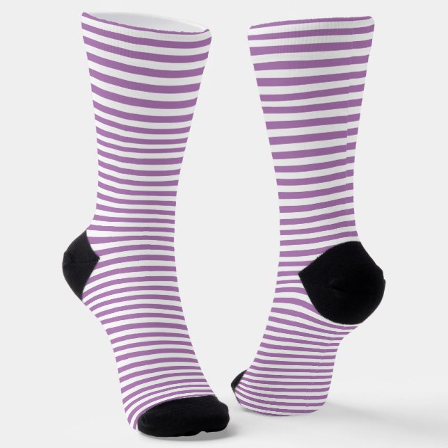 Simple Pastel Purple Stripe Pattern Socks (Angled)