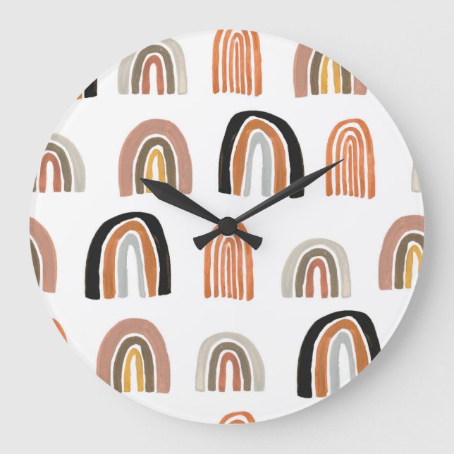 Simple Pastel Rainbow Kids Style Large Clock (Front)