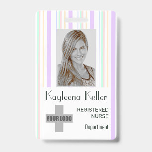Simple Pastel Stripes Lines Logo Barcode ID Code Badge
