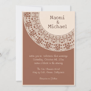 Simple Pastel Terracotta with Lace Wedding Invitation