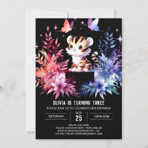 Simple Pastel Tiger Birthday  Invitation