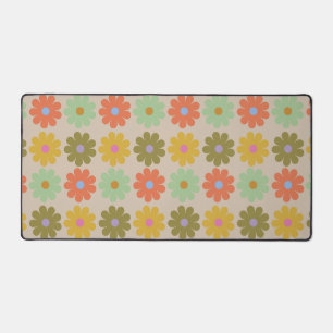 Simple Pastel Vintage Flower Pattern Desk Mat
