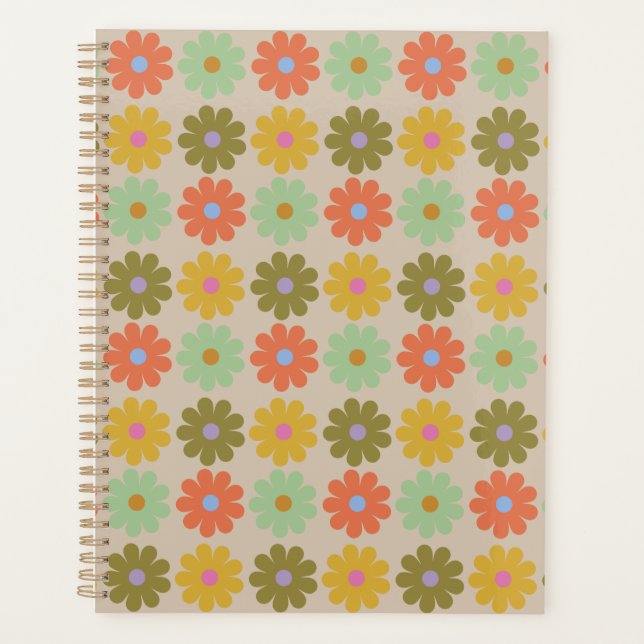 Simple Pastel Vintage Flower Pattern Planner (Front)