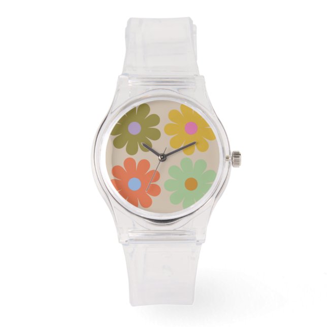 Simple Pastel Vintage Flower Pattern Watch (Front)