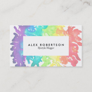 Simple pastel watercolor rainbow business card