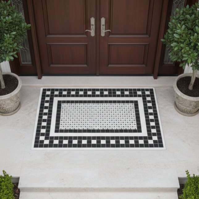Simple Pattern Black and White Tile Design Doormat (Creator Uploaded)