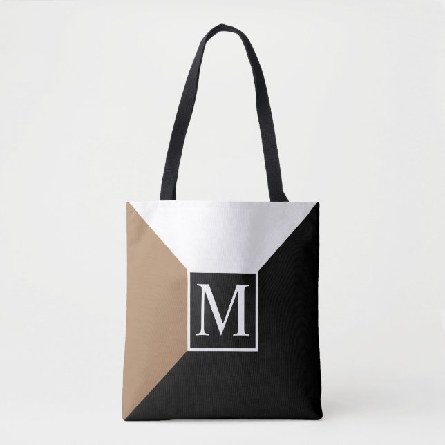Simple Pattern Monogram Initial Tote Bag (Front)