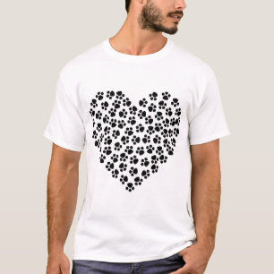 Simple paw heart black and white T-Shirt
