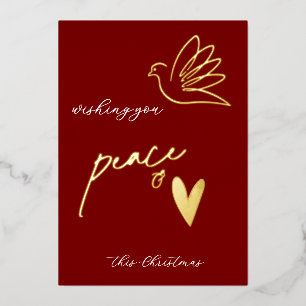 Simple Peace & Love Dove Photo Christmas Card
