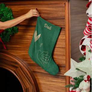 Simple Peace & Love Dove Photo Christmas Card Large Christmas Stocking