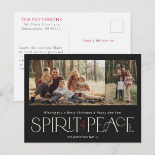 Simple Peace Photo Black Red Holiday Postcard