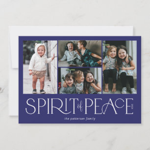Simple Peace Photo Hanukkah Blue Holiday Card