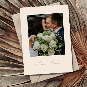 Simple Peach and Gold Love and Thanks Photo Thank You Card