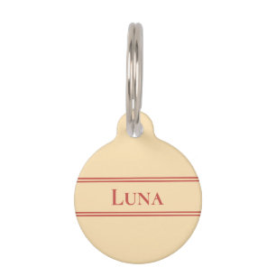 Simple Peach and Red Name Phone Number Pet Tag