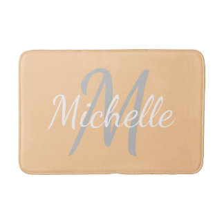 Simple peach Bold Typography & Name Monogram Bath Mat