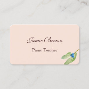 Simple Peach Botanical Blue Berries Business Card