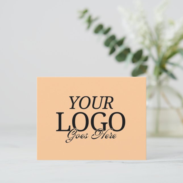 Simple Peach Company Logo With QR Code Business Postcard (Standing Front)