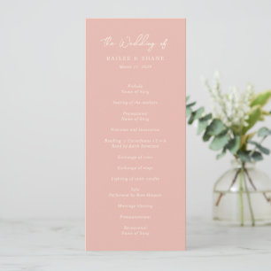 Simple Peach Modern Wedding Programme