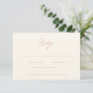 Simple Peach Modern Wedding RSVP Card