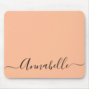 Simple Peach Personalised Name Mouse Pad
