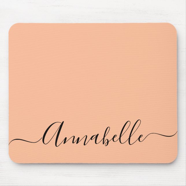 Simple Peach Personalised Name Mouse Pad (Front)