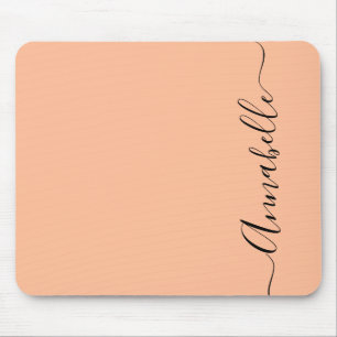 Simple Peach Personalised Name Mouse Pad