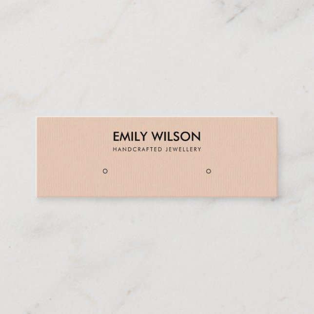 SIMPLE PEACH PINK KRAFT STUD EARRING DISPLAY LOGO MINI BUSINESS CARD (Front)