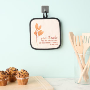 Simple Peach Watercolor Give Thanks Thanksgiving Pot Holder