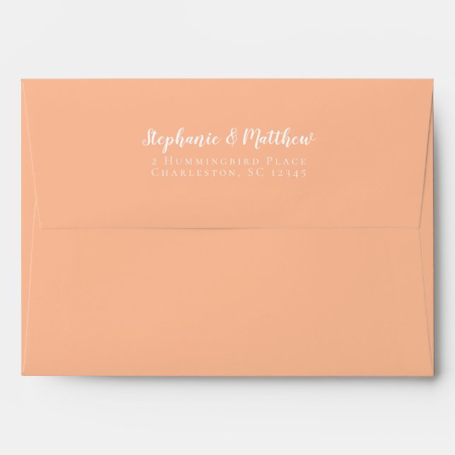 Simple Peach Wedding Bride & Groom Return Address Envelope (Back (Top Flap))