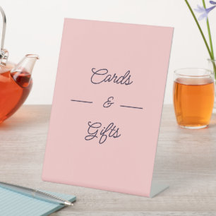 Simple Peach Wedding Cards And Gifts  Pedestal Sign