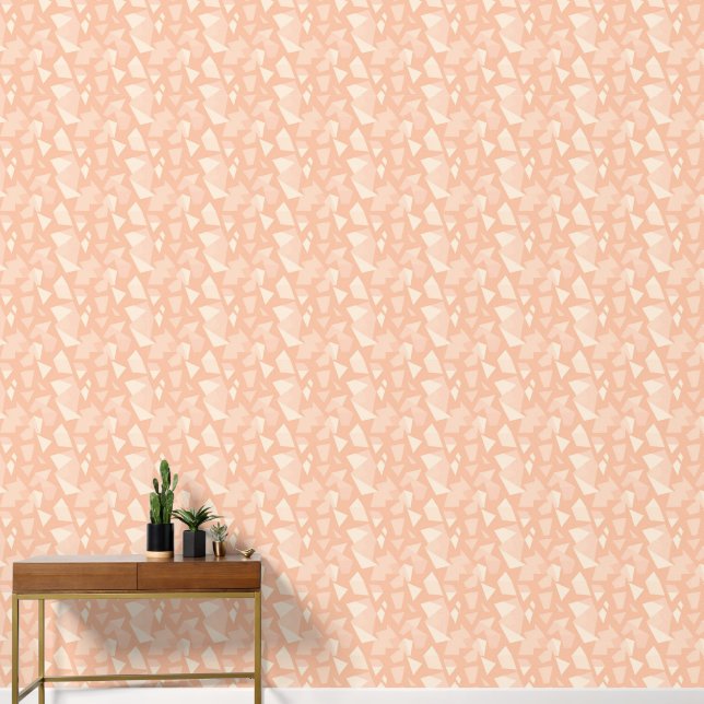 Simple Peach & White Geometric | Wallpaper (Hallway)