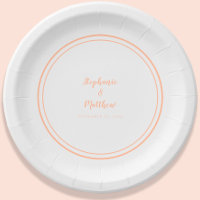 Simple Peach White Modern Bride & Groom Wedding