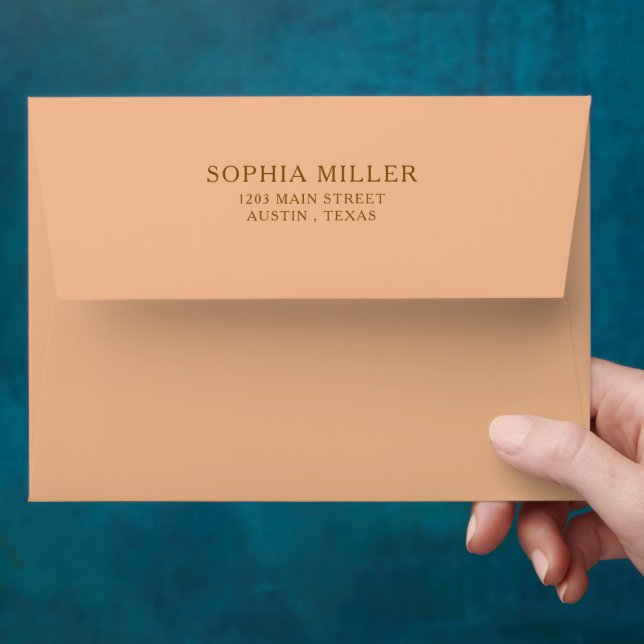 Simple Peach With Brown text Envelope with Address (Hand)