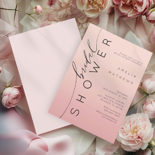 Simple Peachy Pink Ombre Bridal Shower Invitation