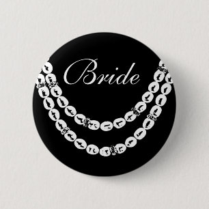 Simple pearl necklace proud bride button
