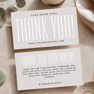 Simple pearl pink minimalist thank you business card