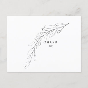 Simple Pencil Drawn Foliage Stem Funeral Thank You Postcard