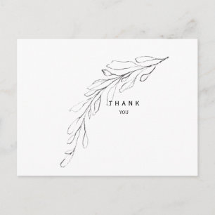 Simple Pencil Drawn Foliage Stem Funeral Thank You Postcard