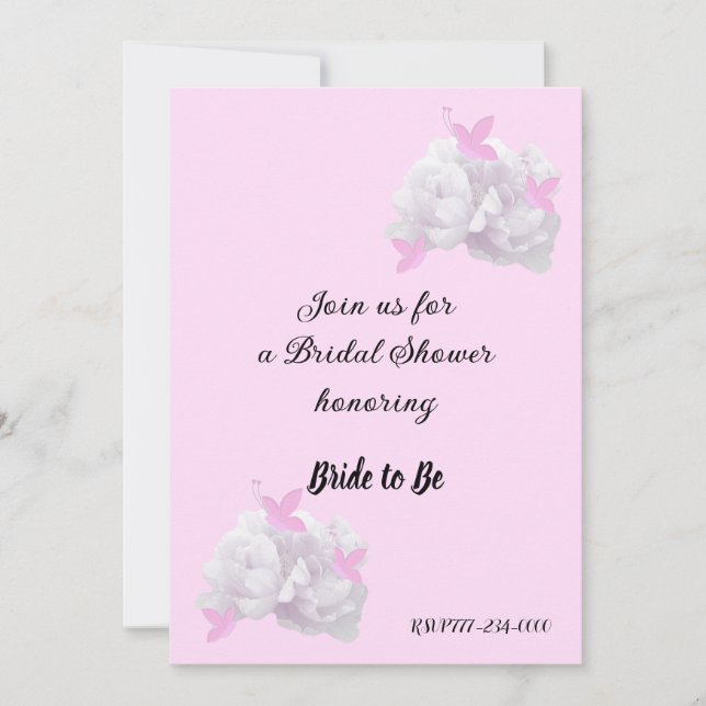 Simple Peony Bridal Shower Invitation (Front)