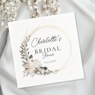 Simple, peony, eucalyptus, Bridal Shower     Napkin