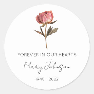 Simple Peony Memorial  Classic Round Sticker