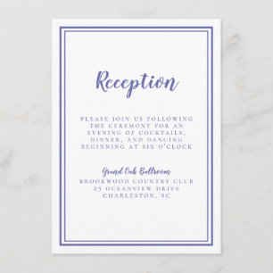 Simple Periwinkle Blue Wedding Reception Enclosure Card