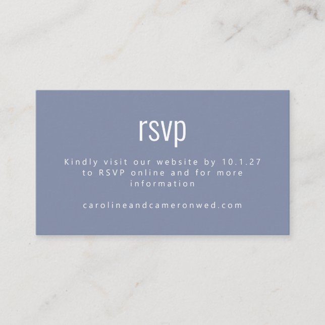 Simple Periwinkle Modern Typography Wedding RSVP Enclosure Card (Front)