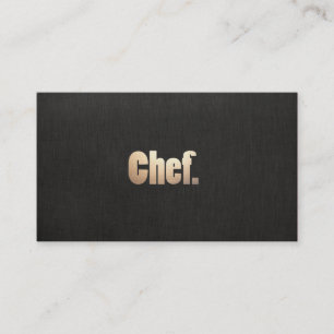 Simple Personal Chef Faux Black Linen and Gold Business Card